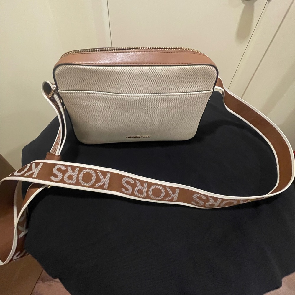 Michael Kors Cream and Brown Crossbody Bag